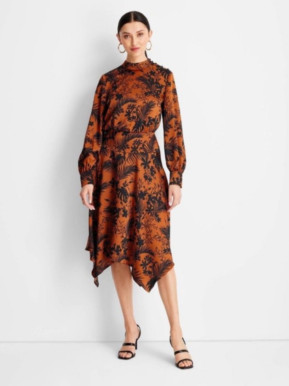Future Collective High-Neck Asymmetrical Floral Dress size S Small
